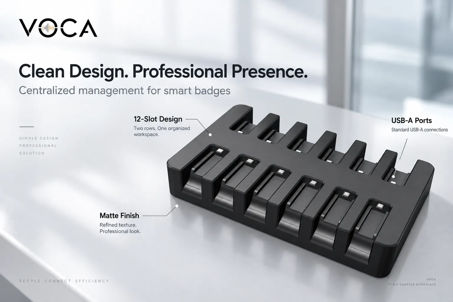 Professional design of the Smart Badge Dock.